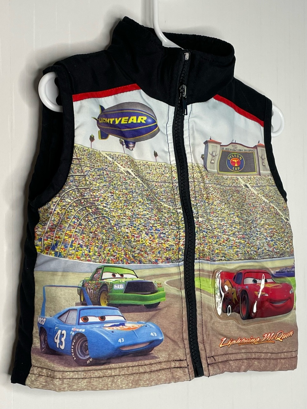 Vintage Disney Pixar Cars Piston Cup Puffer Vest Size 12 Months - Picture 2 of 16